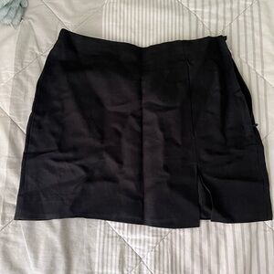 H&M Black Linen Mini Skirt with Side Slit